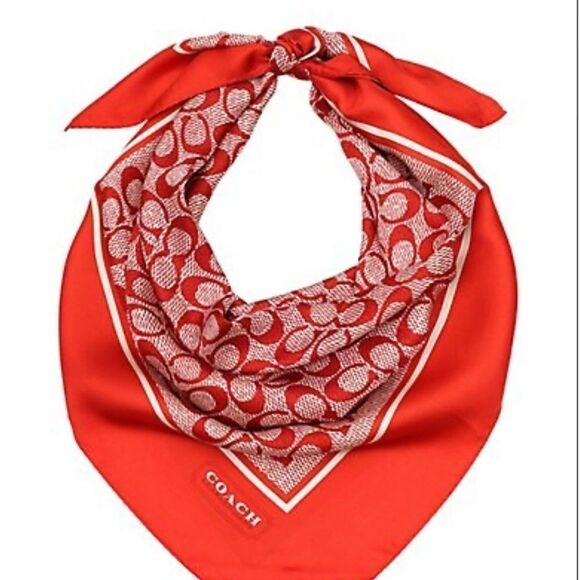 NWT COACH Vintage Signature C Printed Silk Square Scarf - Picture 5 of 6